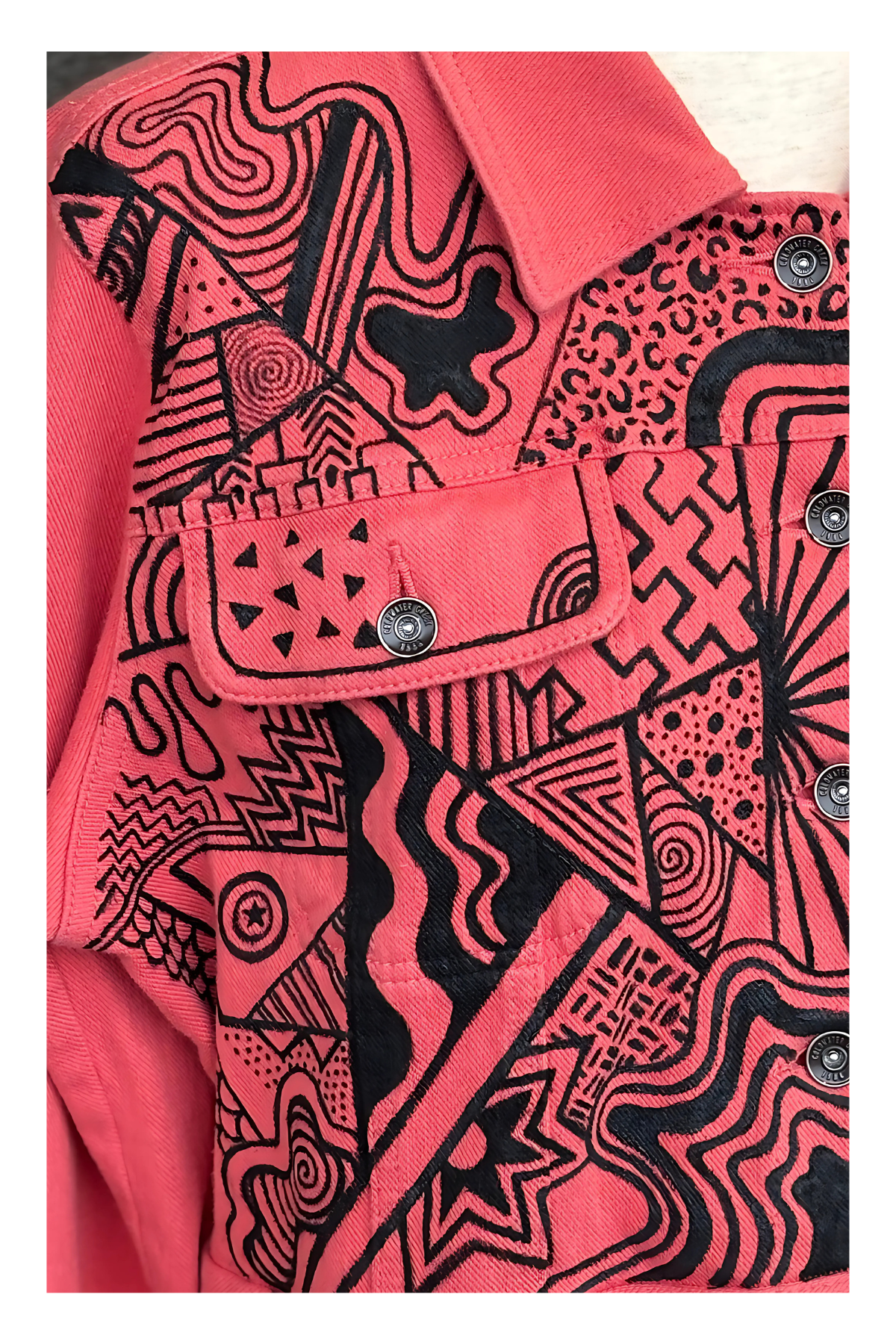 Doodle Daydream Hand Illustrated Crop Jacket - Size XL
