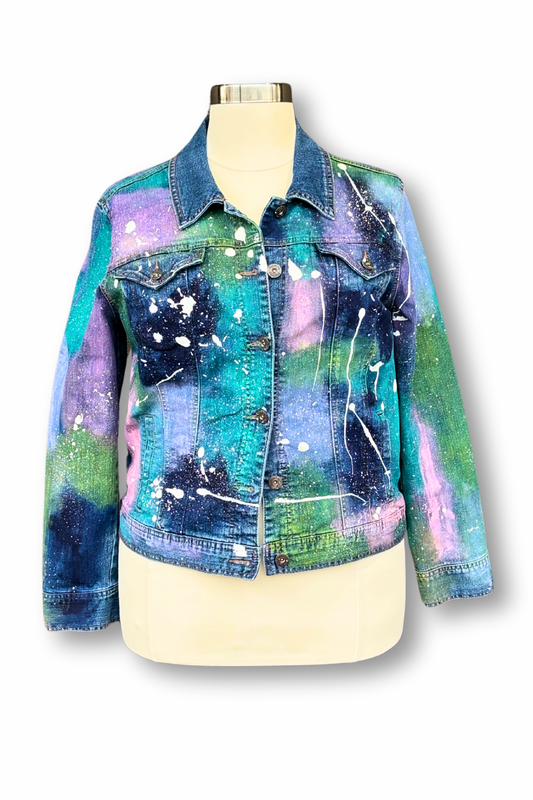 Cosmic Justice Painted Denim Jacket - Size XL