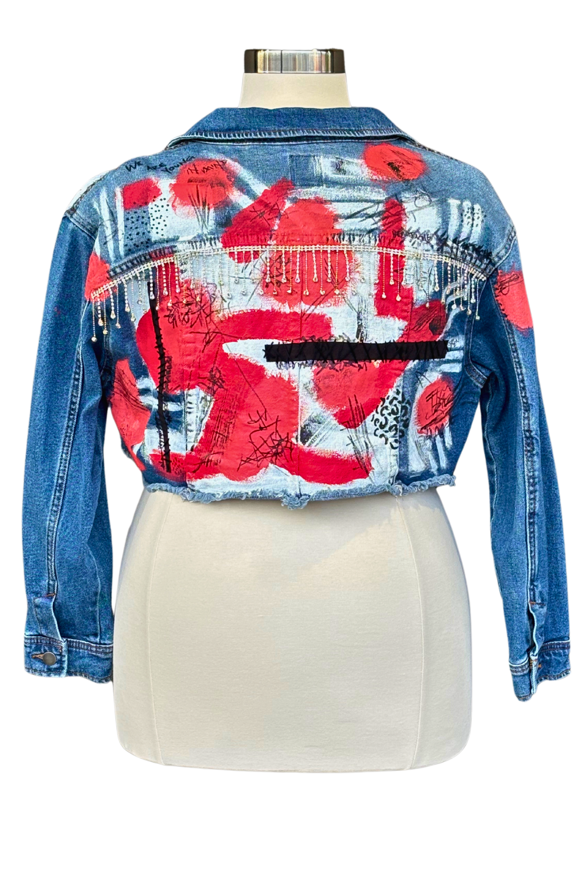Red Revolt Painted Crop Jacket - Size L