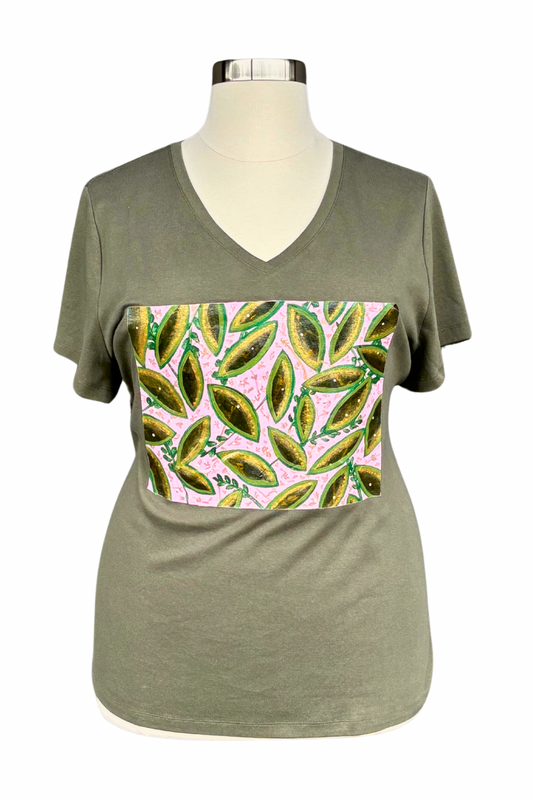 Gilded Growth Painted V-neck Tee - Size 3X