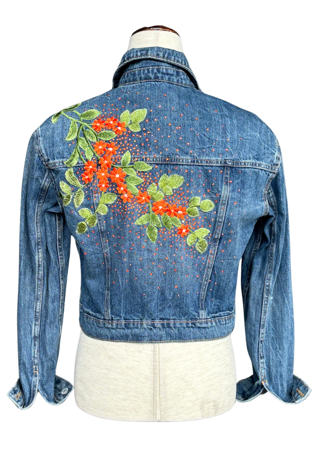 Tangerine Bloom Denim Jacket - Size S