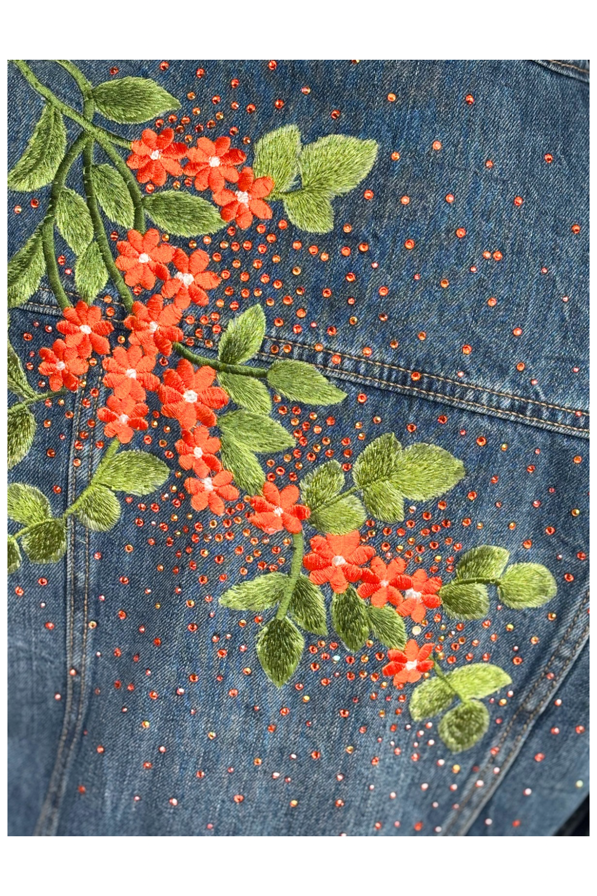 Tangerine Bloom Denim Jacket - Size S