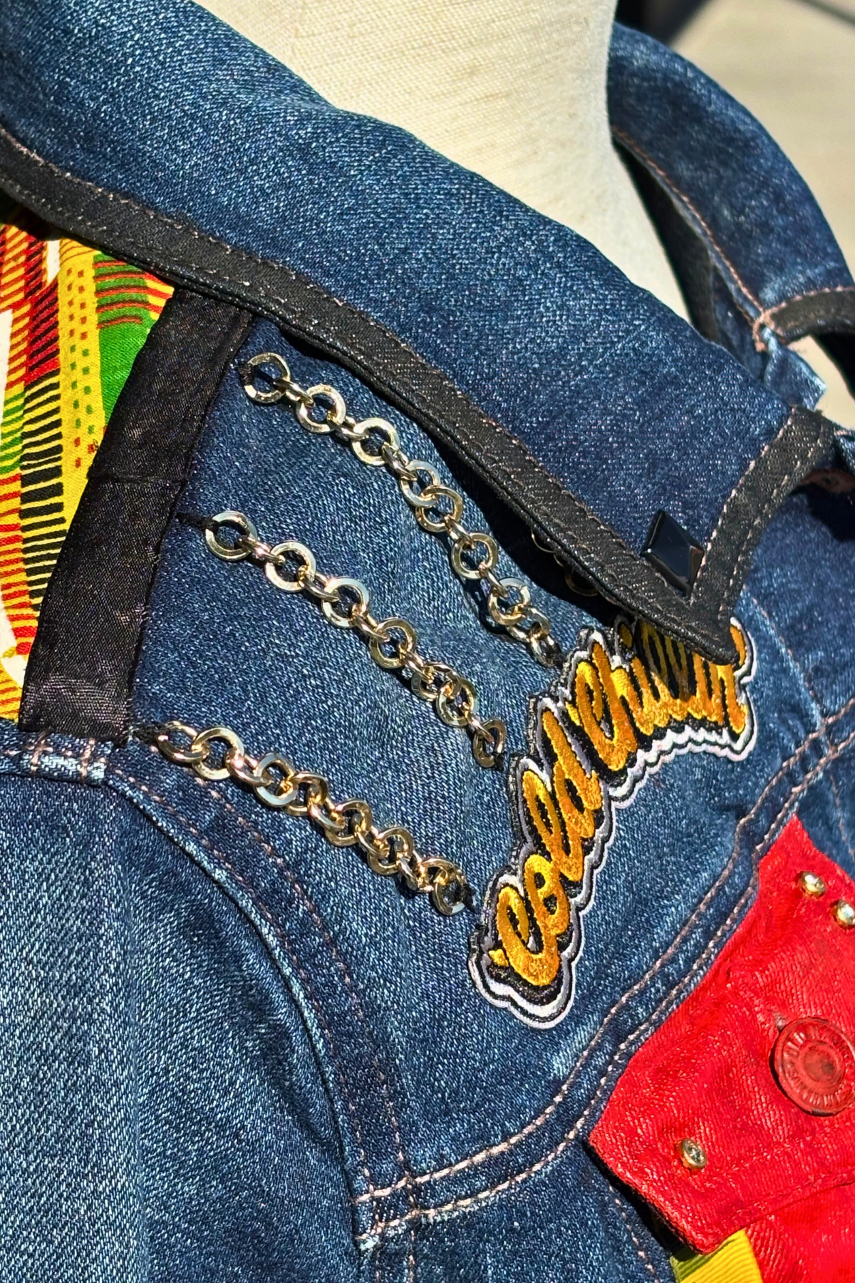‘Round The Way Girl Embellished Denim Jacket - Size L