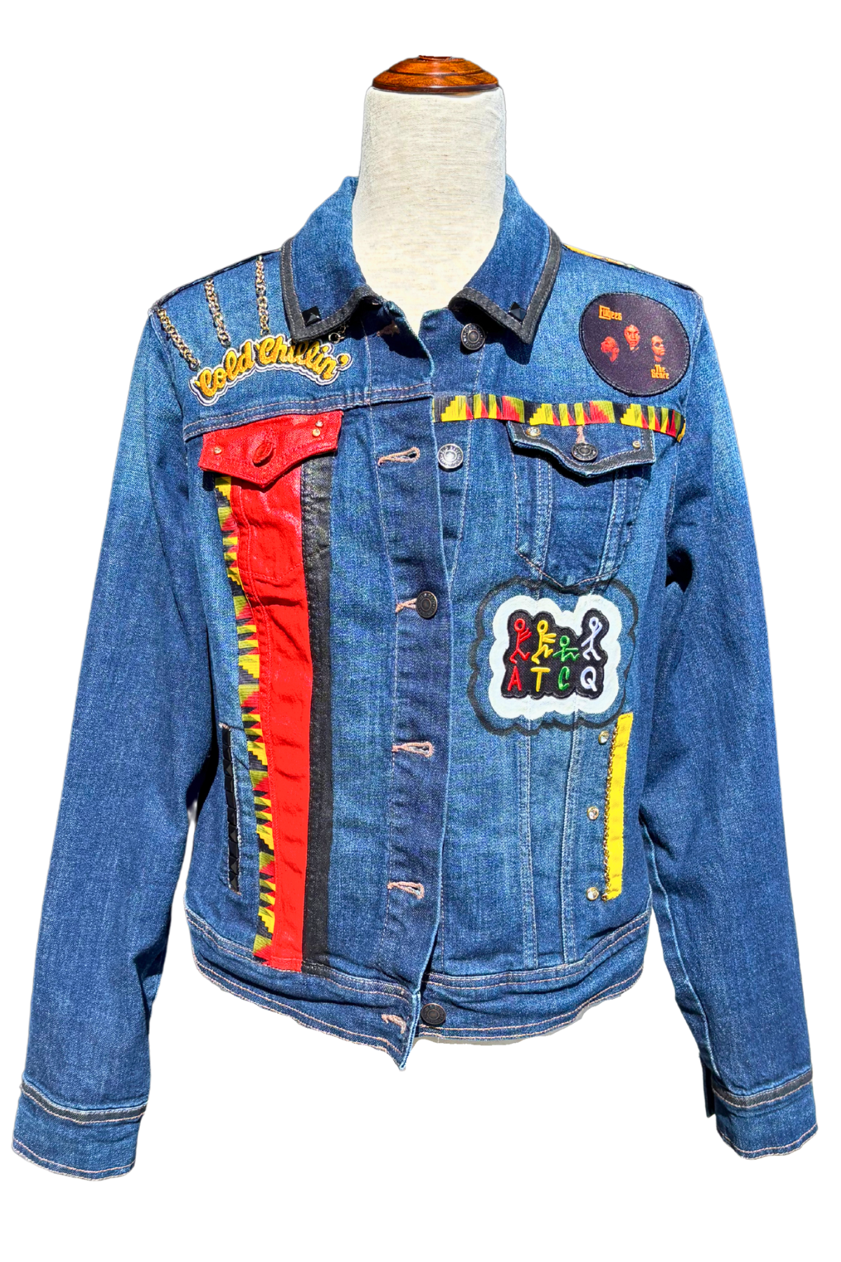 ‘Round The Way Girl Embellished Denim Jacket - Size L