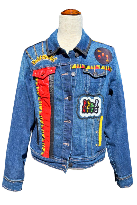‘Round The Way Girl Embellished Denim Jacket - Size L