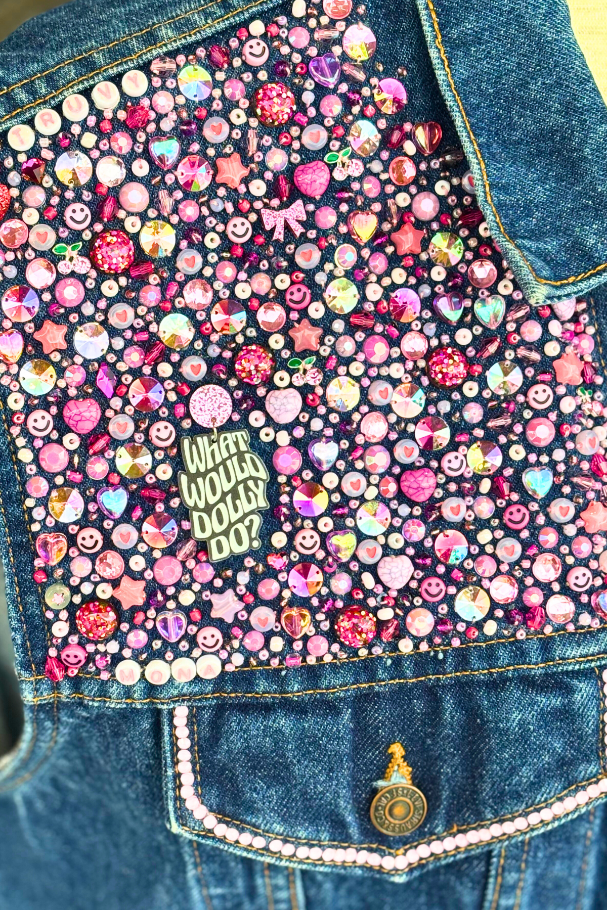 Pretty, Pink and Powered By Dolly Denim Vest - Size L