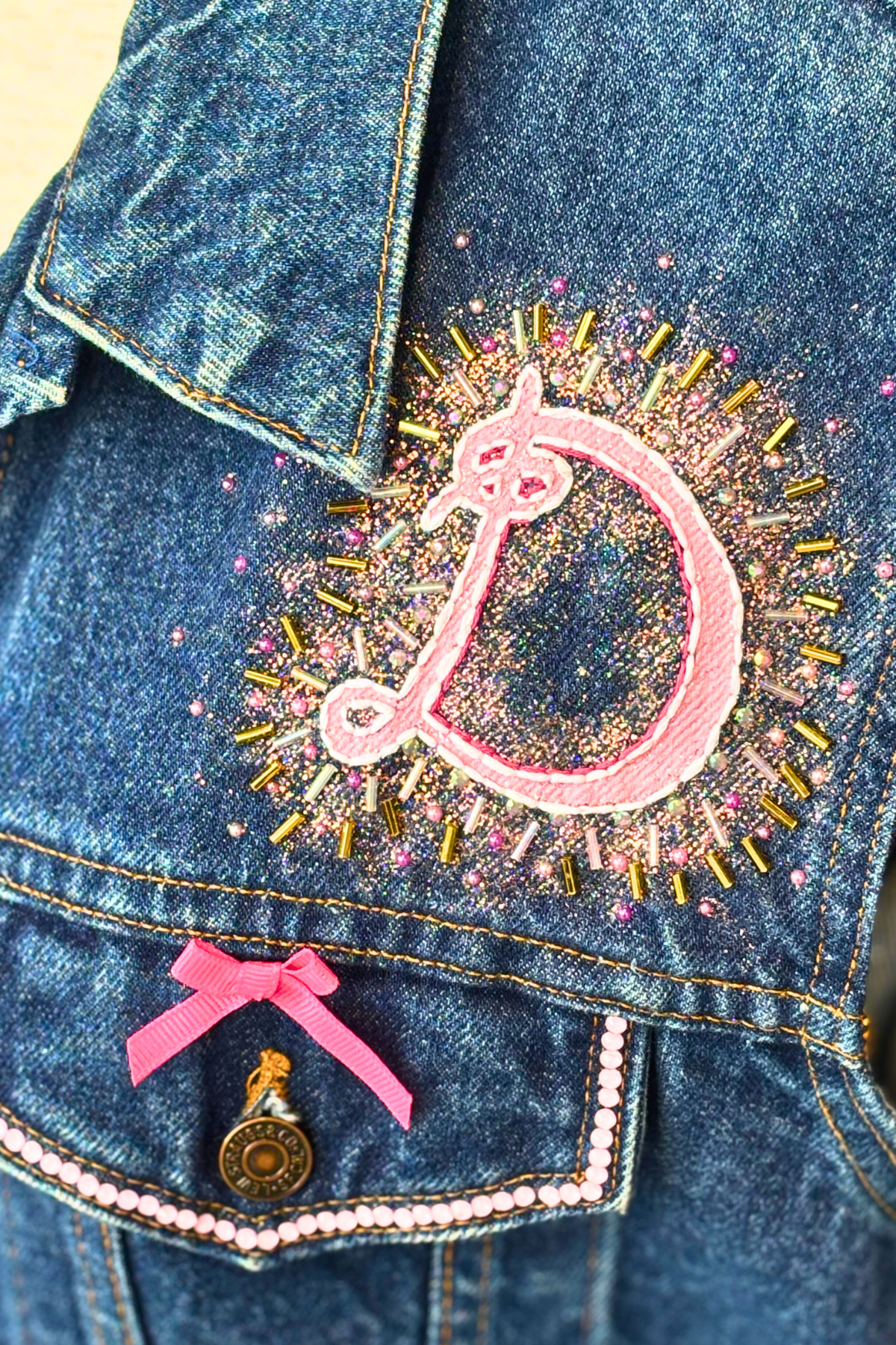 Pretty, Pink and Powered By Dolly Denim Vest - Size L