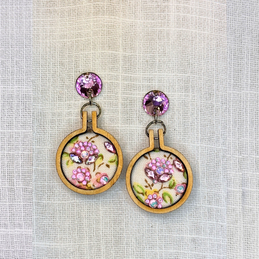 Blush Bouquet Sparkle Mini Embroidery Hoop Earrings