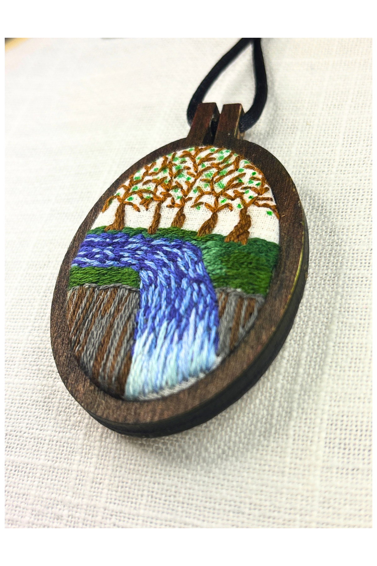 Forest Waterfall Mini Embroidery