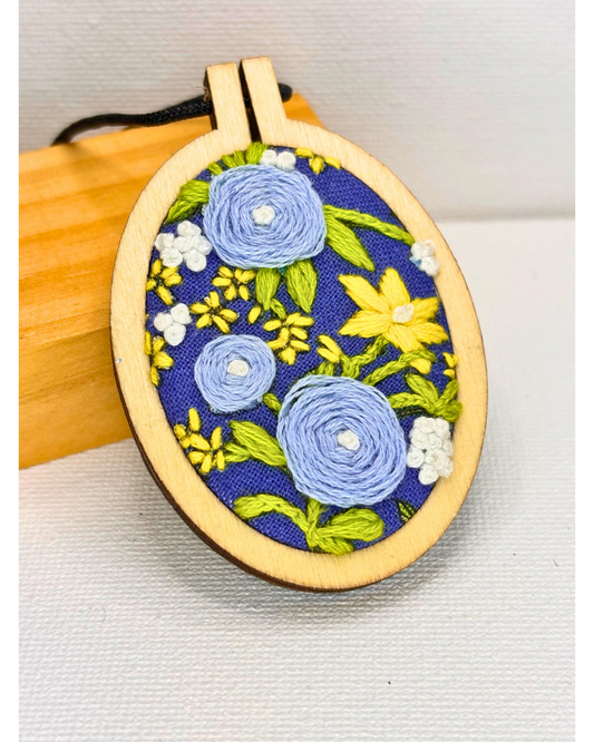 Bold Blue Bouquet Mini Embroidery