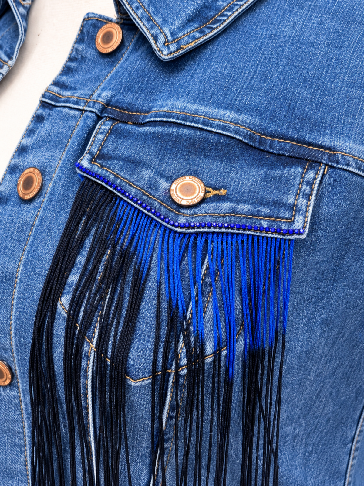 Burning Love Fringed Denim Vest - Size 10 (Large)
