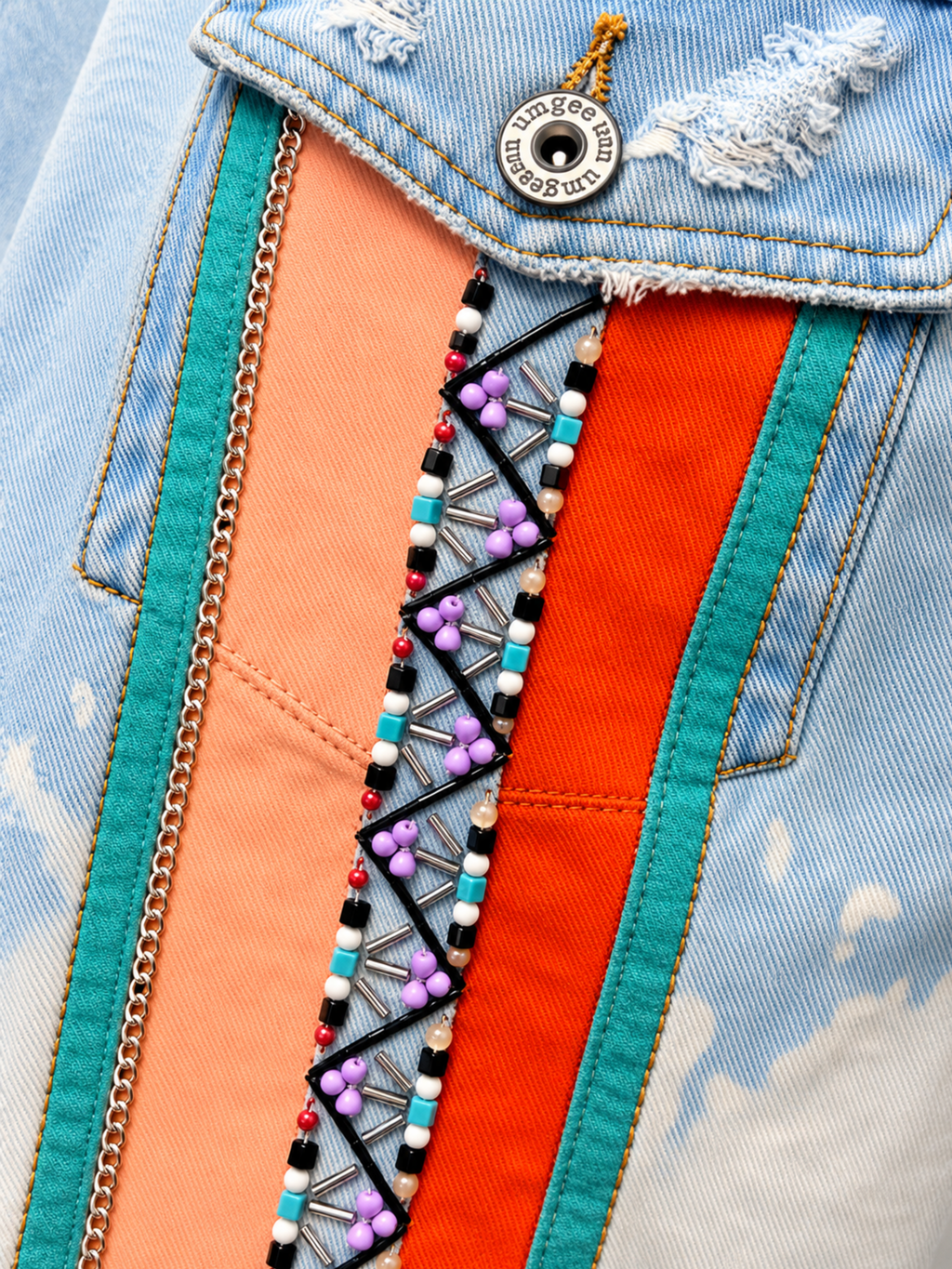 Mystic Moonlight Beaded Denim Jacket - Size 1XL