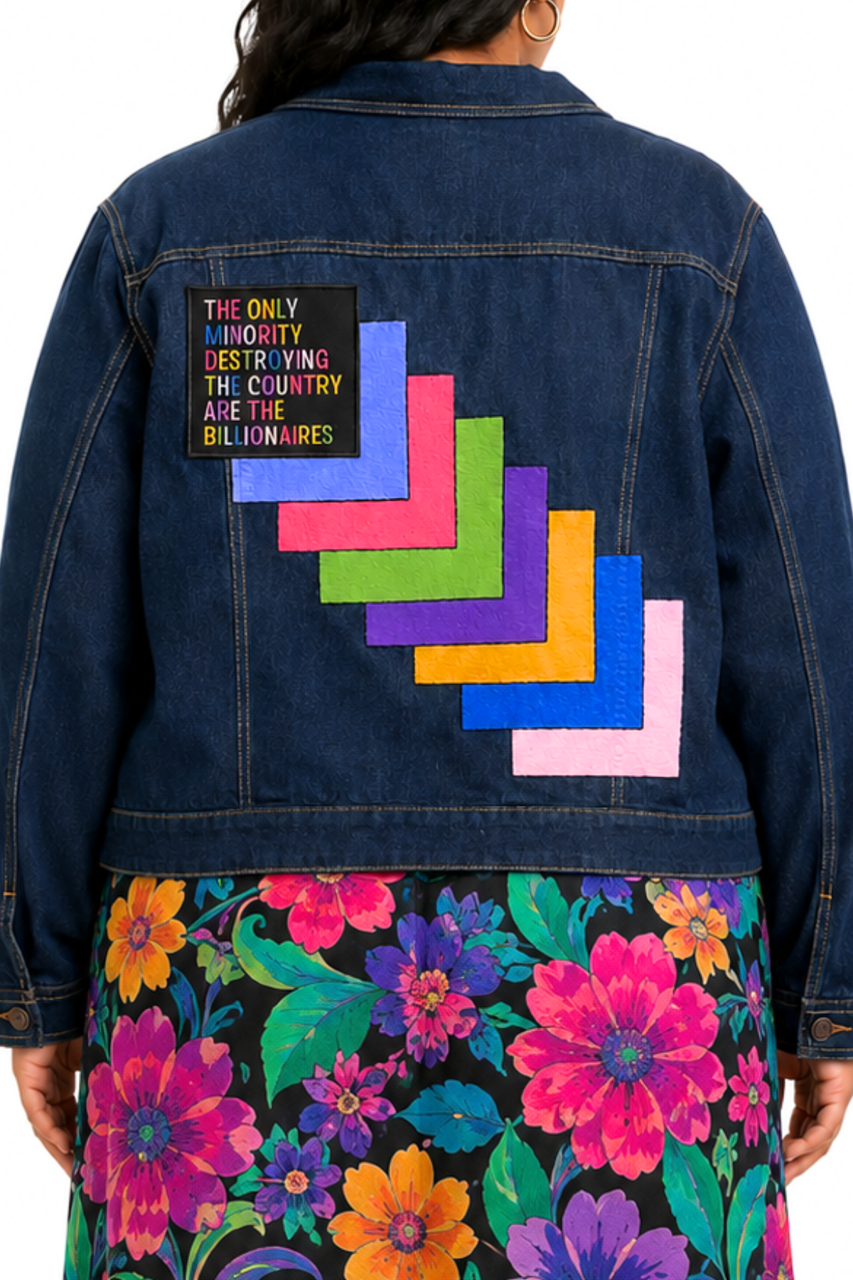 Billionaires Ruin Everything Hand Painted Denim Jacket - Size XL