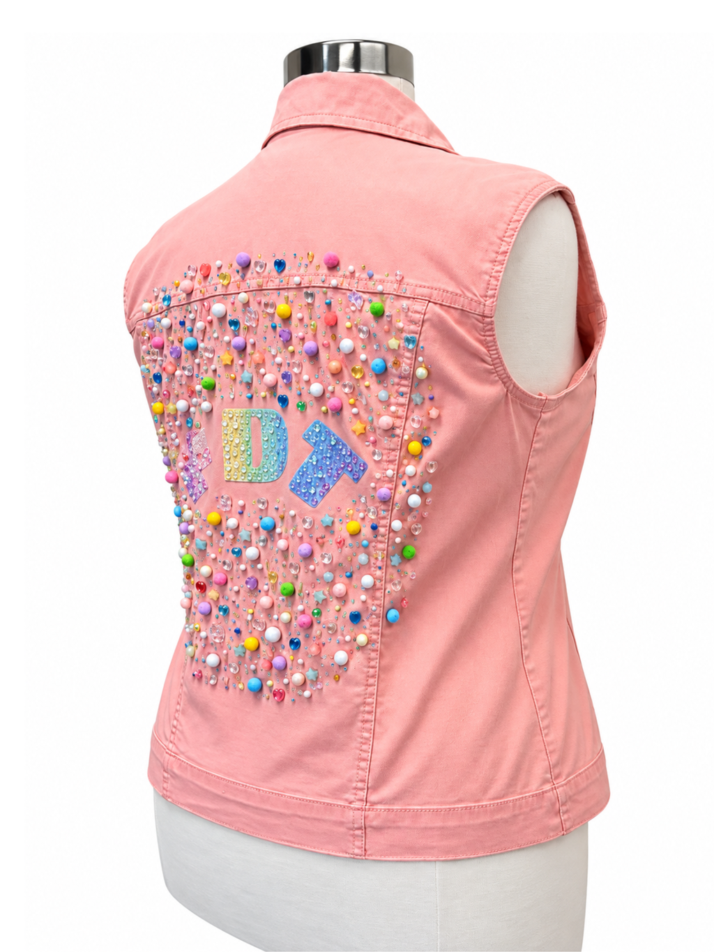 Pastel Party FDT Beaded Appliqué Vest - Size XL
