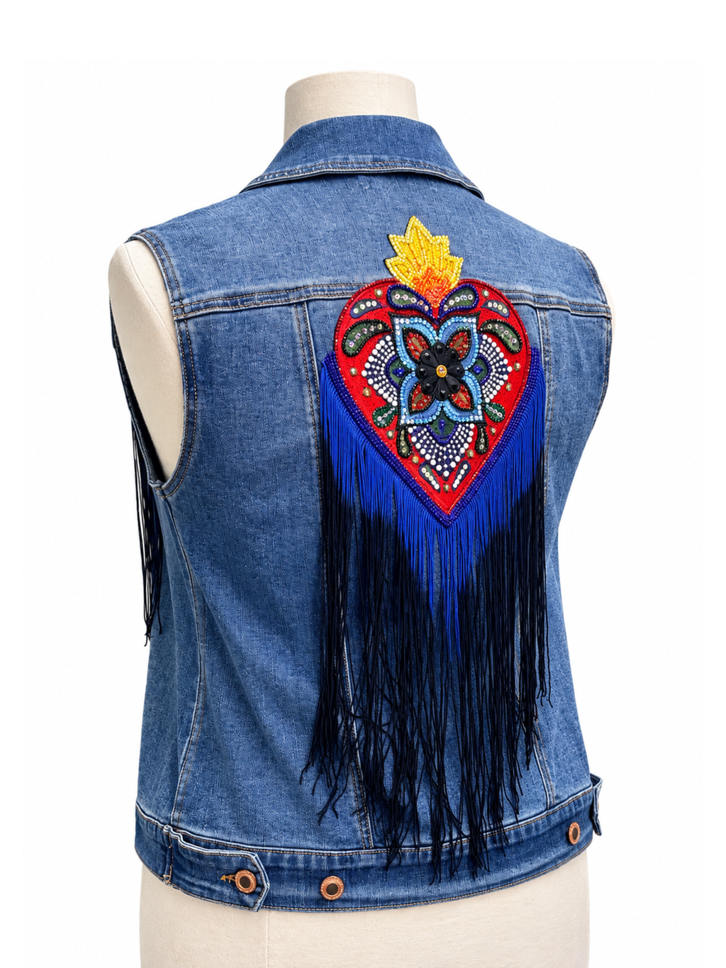 Burning Love Fringed Denim Vest - Size 10 (Large)