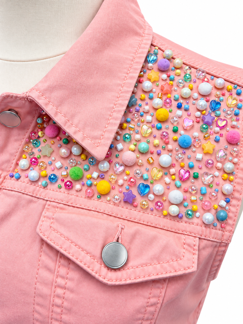 Pastel Party FDT Beaded Appliqué Vest - Size XL