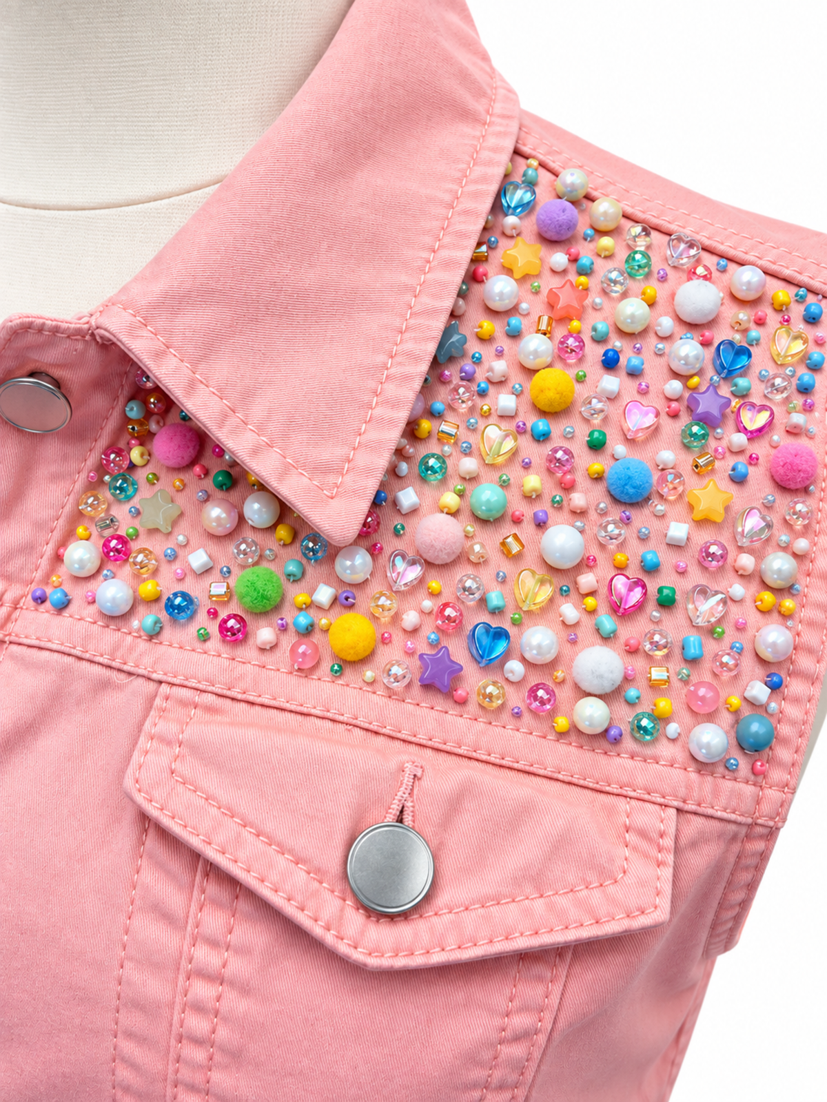 Pastel Party FDT Beaded Appliqué Vest - Size XL