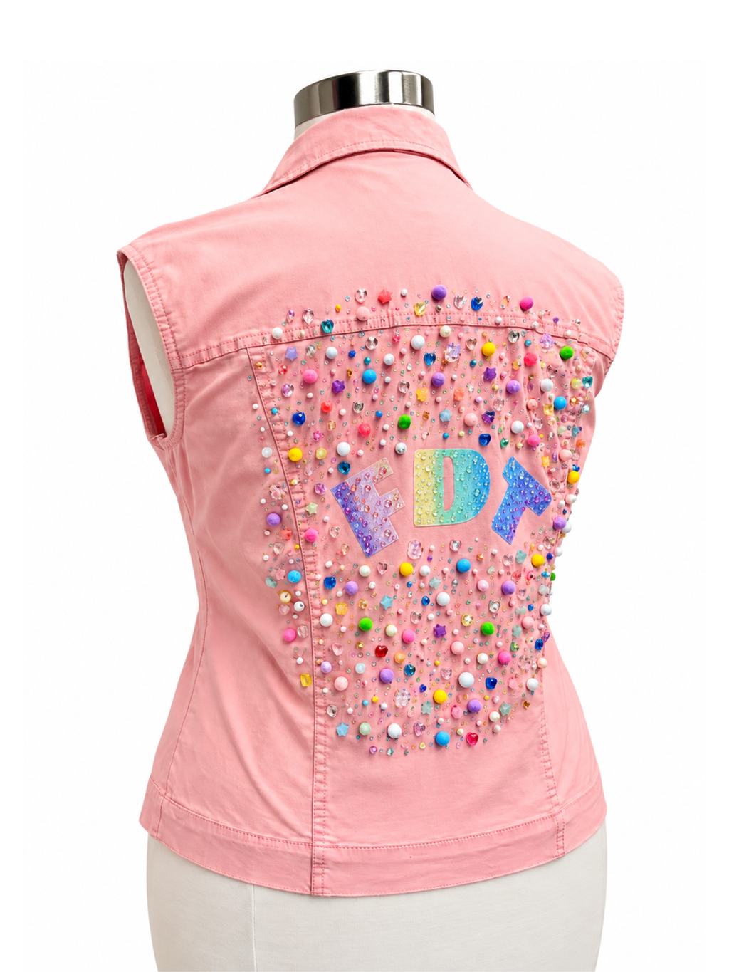 Pastel Party FDT Beaded Appliqué Vest - Size XL