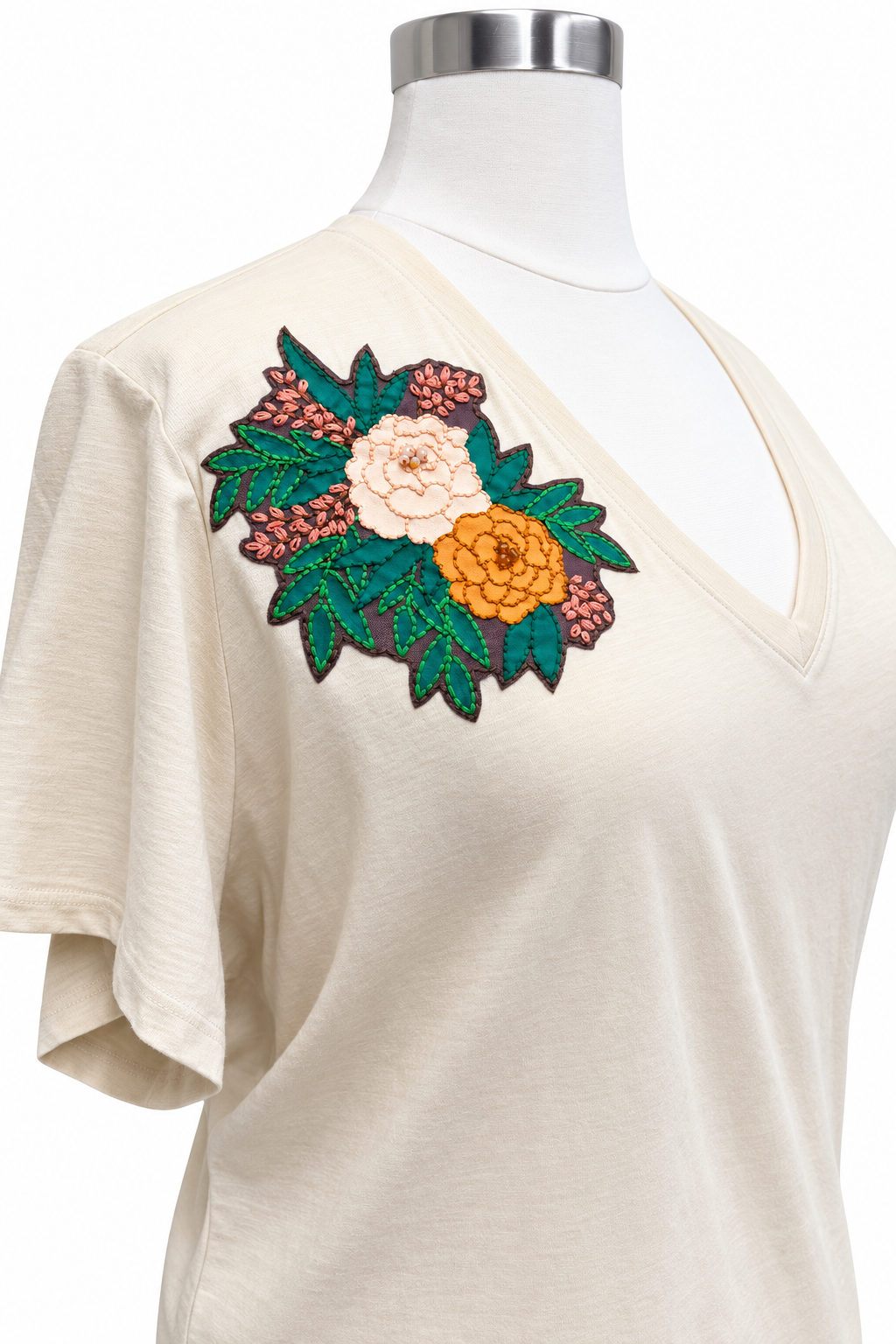 Autumn Blossom Handmade Patch Tee - Size 4XL (Deadstock original tag attached)