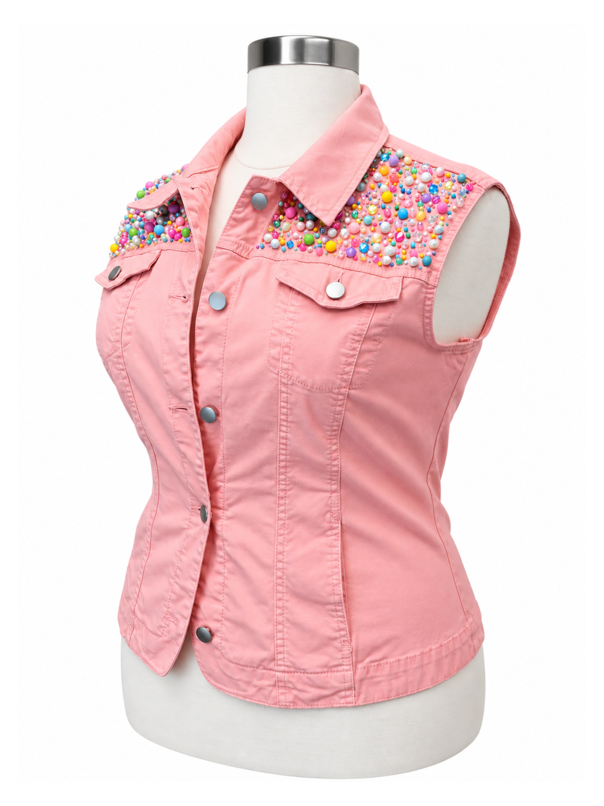 Pastel Party FDT Beaded Appliqué Vest - Size XL