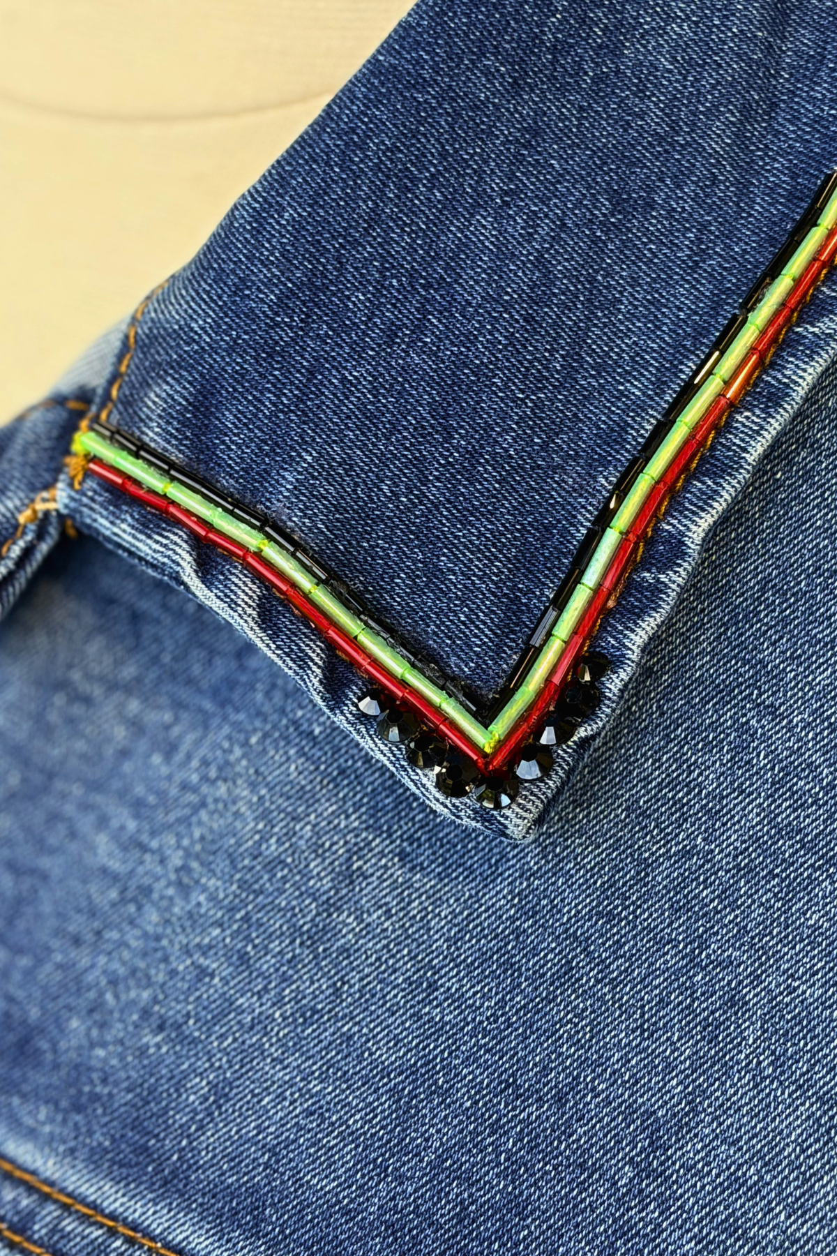 RGB Fist Embellished Denim Jacket - Size 2XL