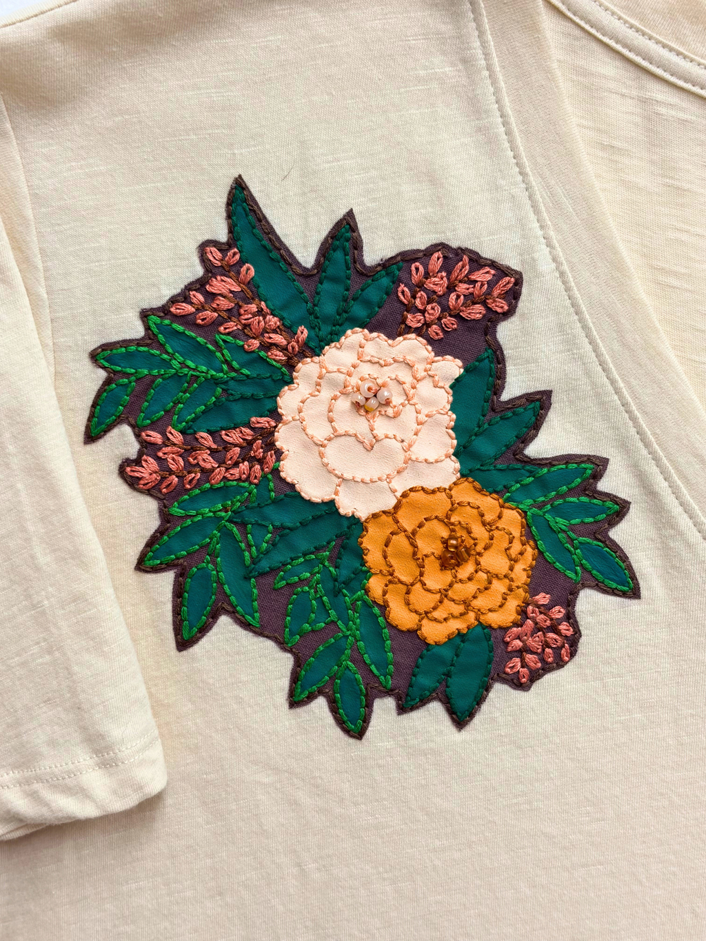 Autumn Blossom Handmade Patch Tee - Size 4XL (Deadstock original tag attached)