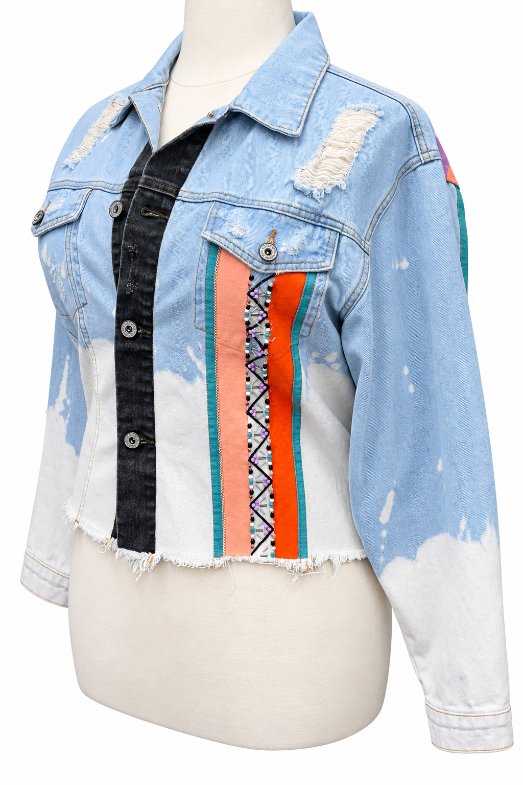 Mystic Moonlight Beaded Denim Jacket - Size 1XL
