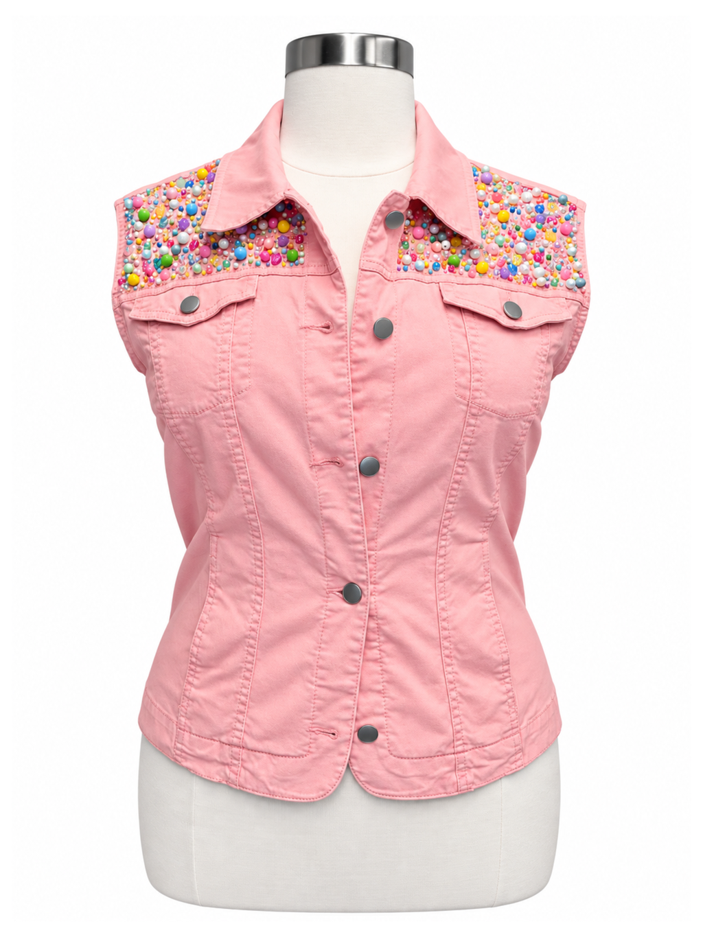 Pastel Party FDT Beaded Appliqué Vest - Size XL