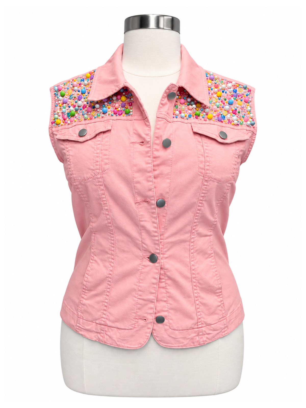 Pastel Party FDT Beaded Appliqué Vest - Size XL