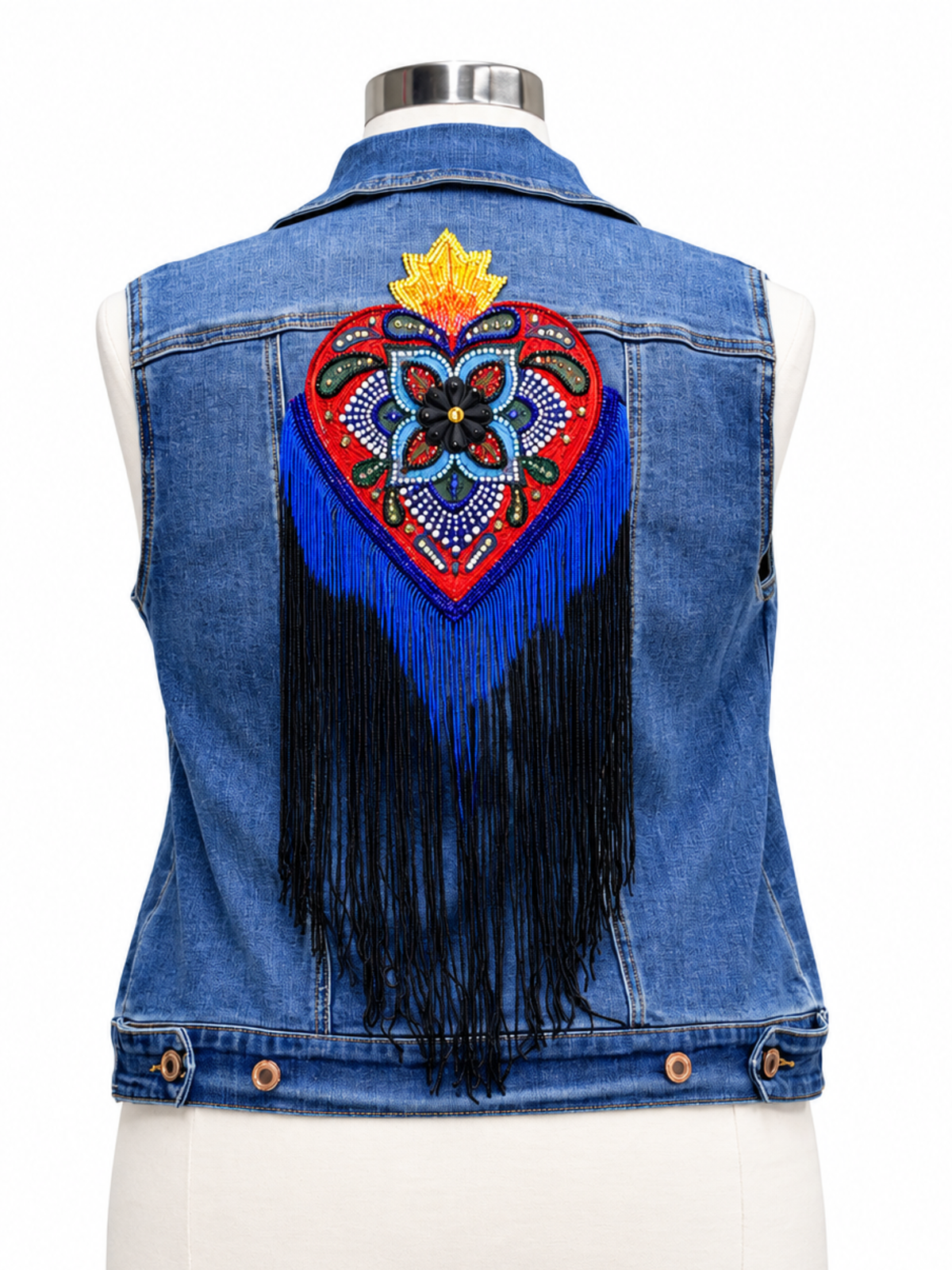 Burning Love Fringed Denim Vest - Size 10 (Large)