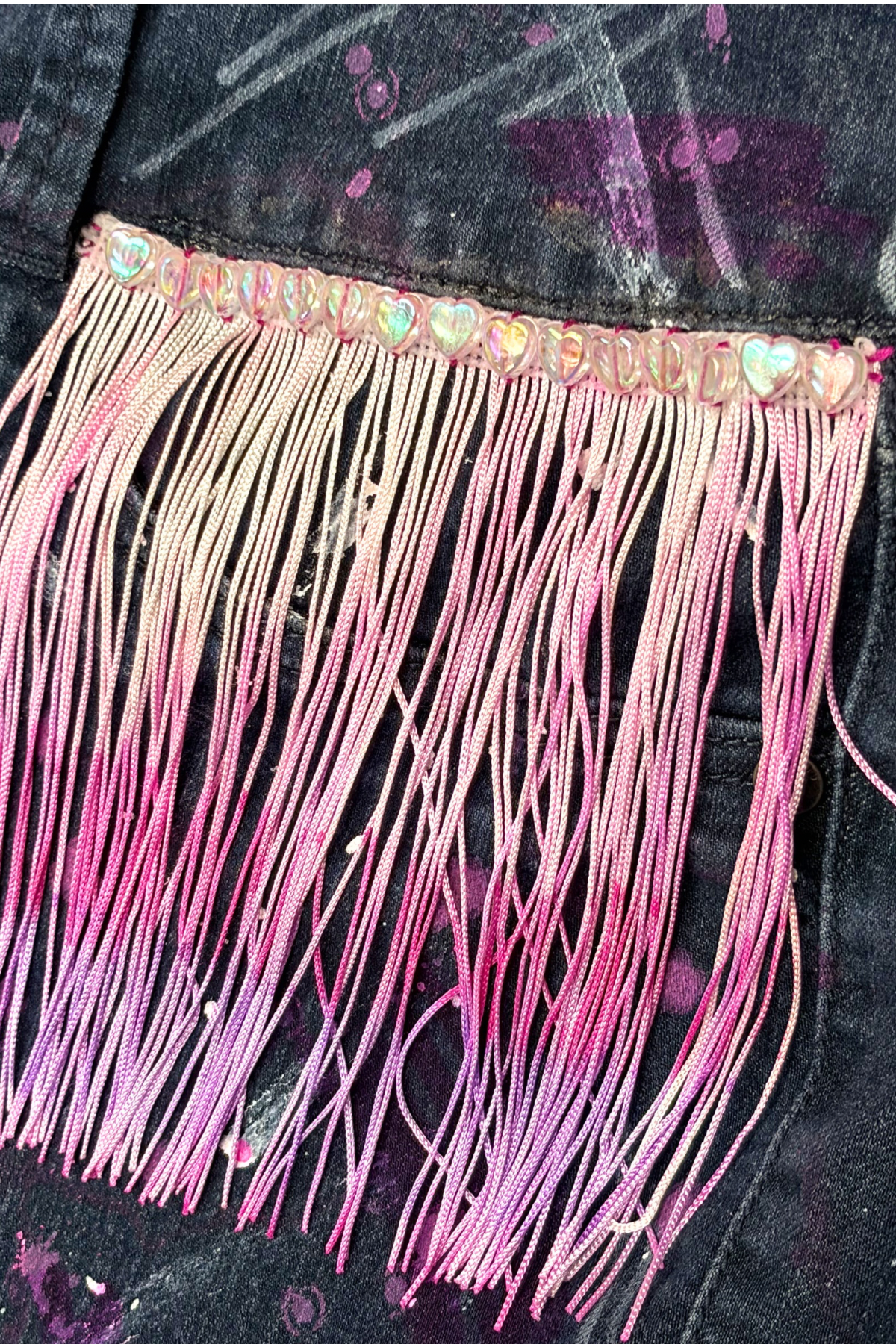 Painted Party Fringed Cutoff Shorts - Size 24