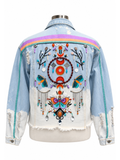Mystic Moonlight Beaded Denim Jacket - Size 1XL