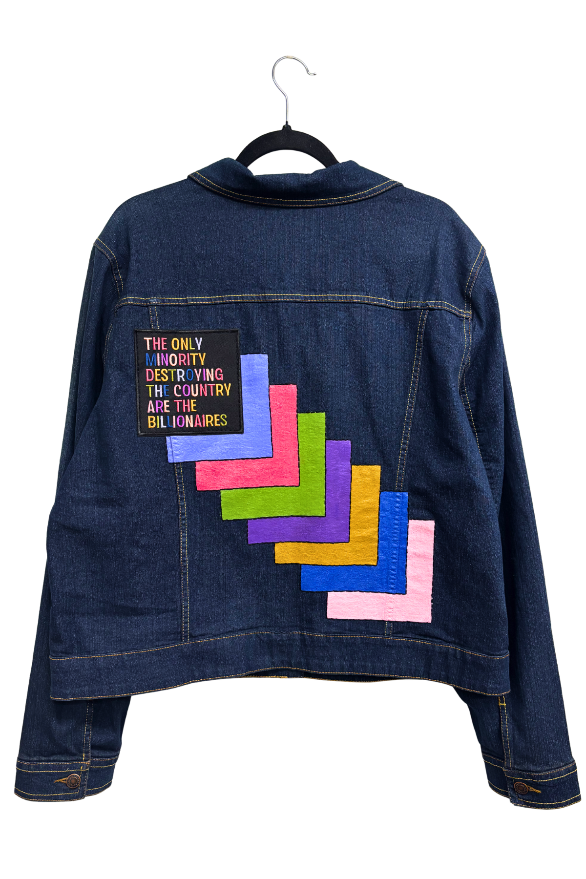 Billionaires Ruin Everything Hand Painted Denim Jacket - Size XL