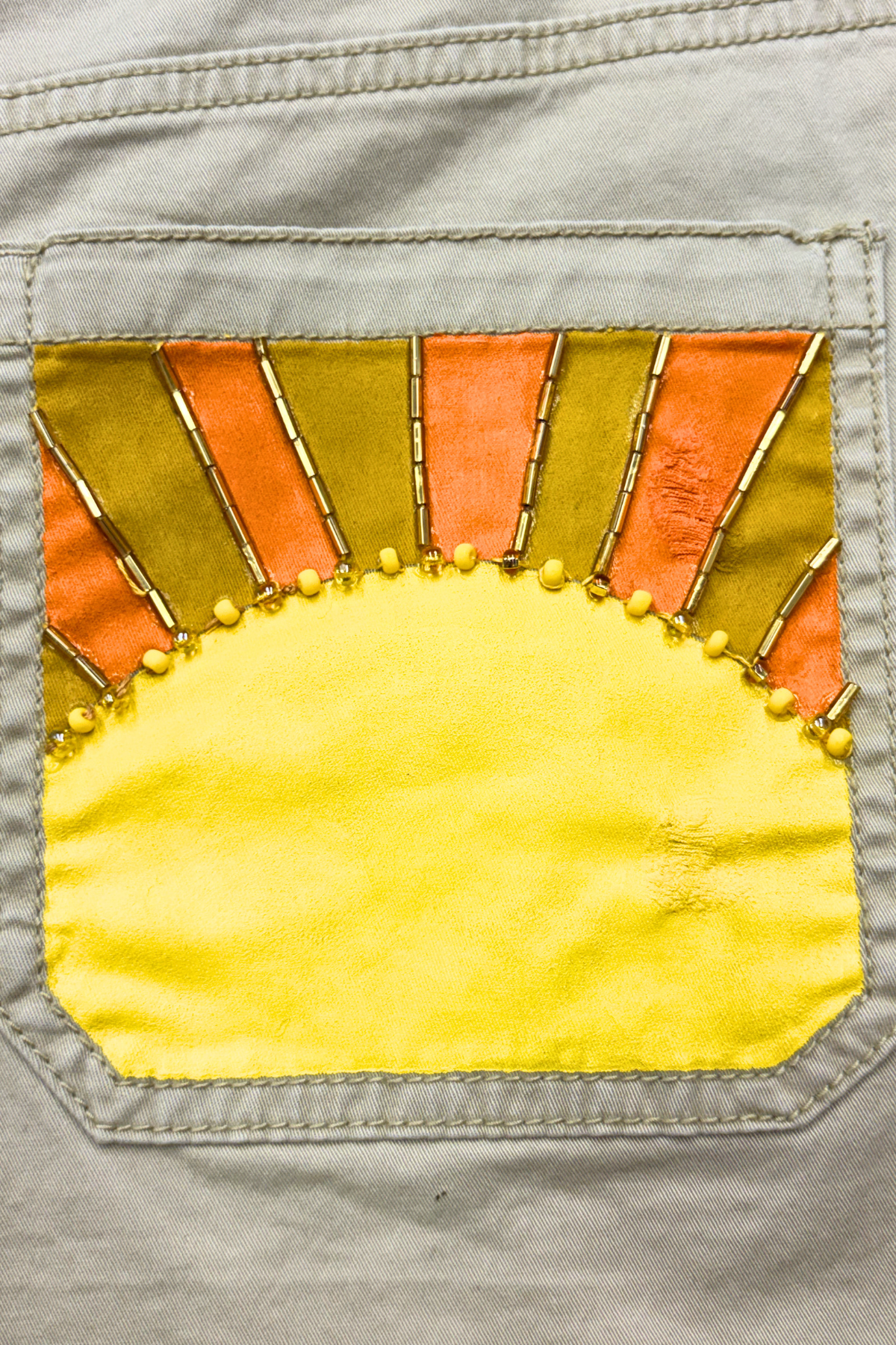 Golden Sunburst Painted Chino Shorts - Size 18