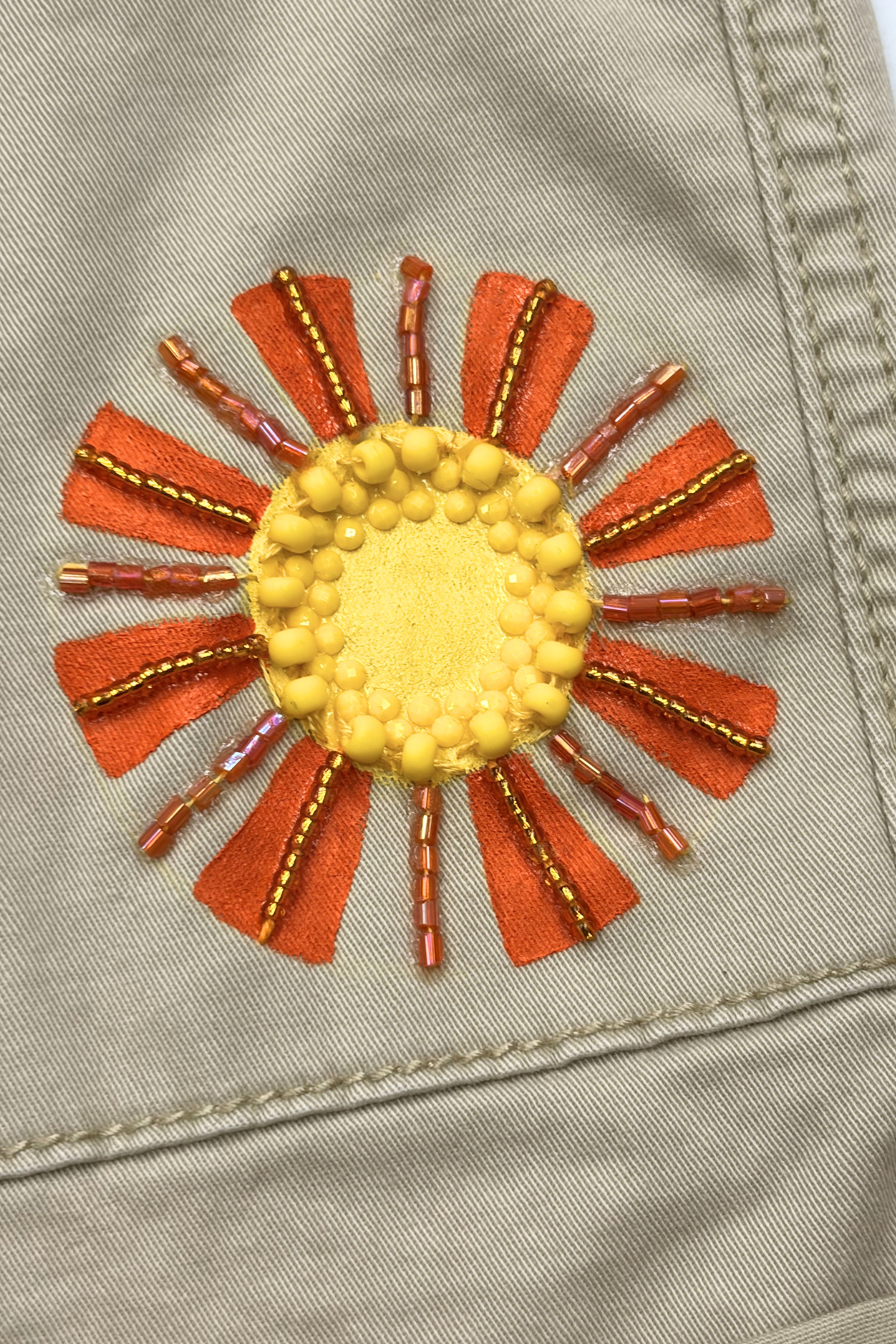 Golden Sunburst Painted Chino Shorts - Size 18