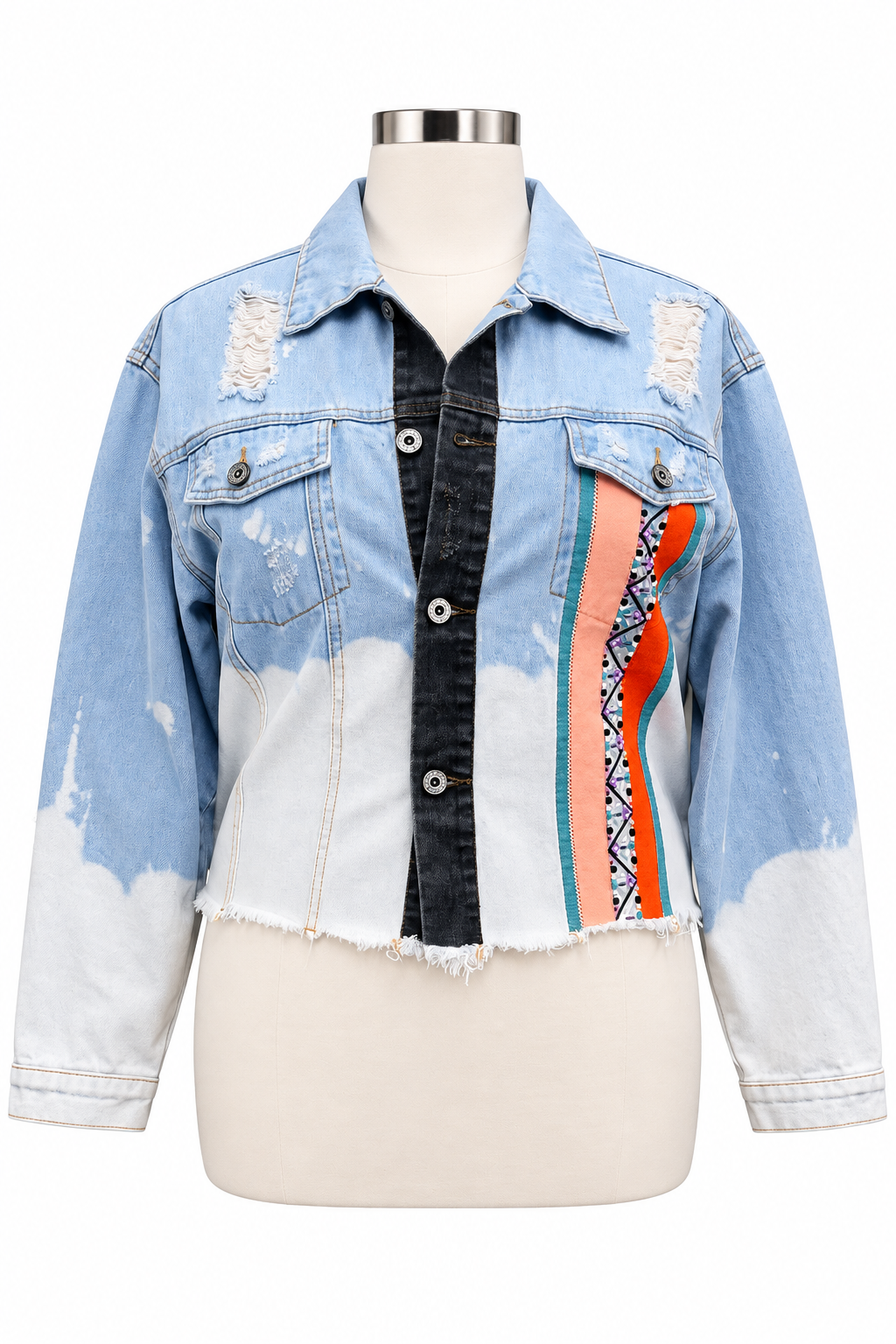 Mystic Moonlight Beaded Denim Jacket - Size 1XL