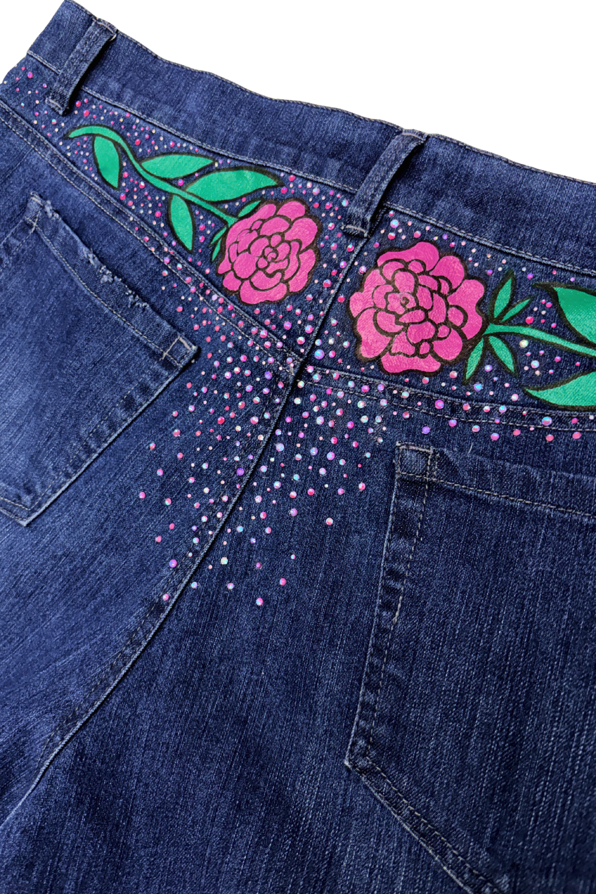 Pink Rose Cutoff Denim Shorts - Size 20W
