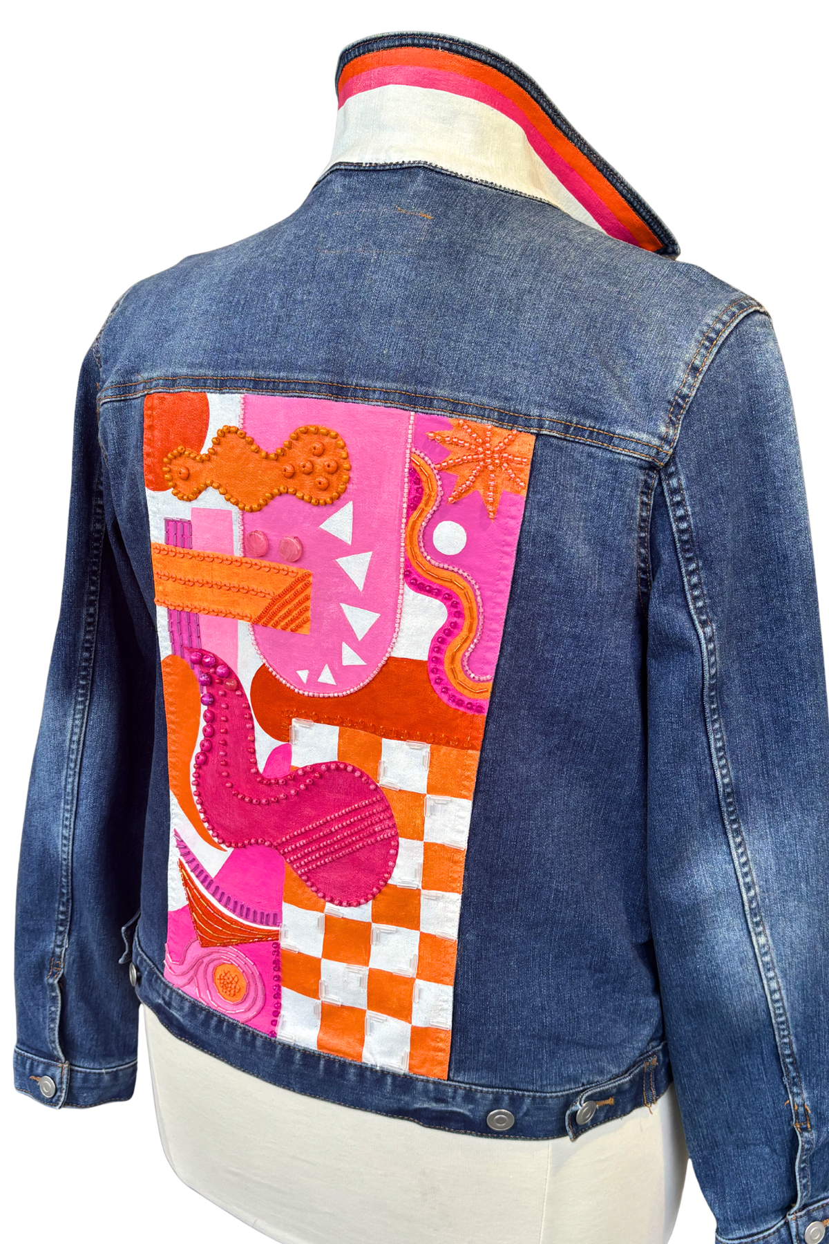Sunset Pop Art Painted Denim Jacket - Size XL