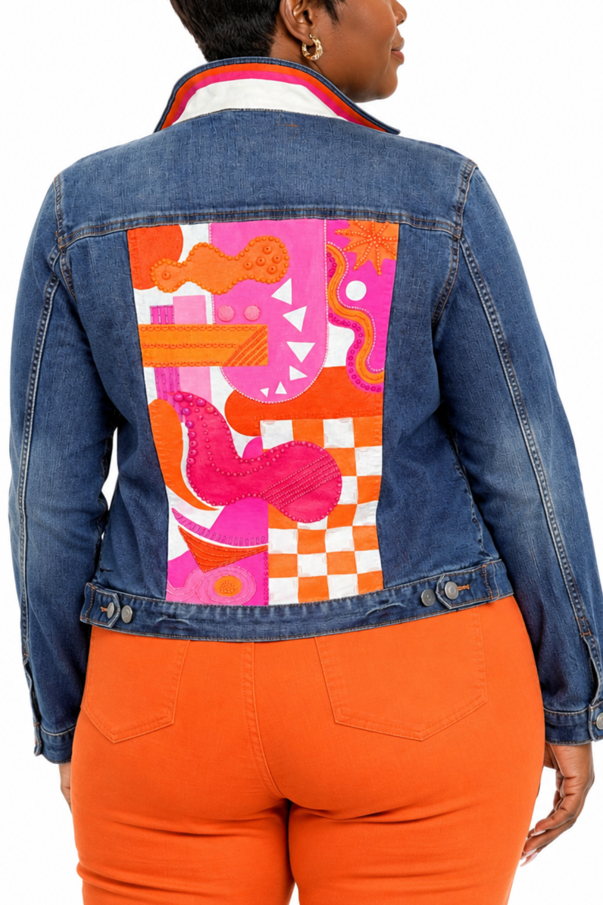 Sunset Pop Art Painted Denim Jacket - Size XL