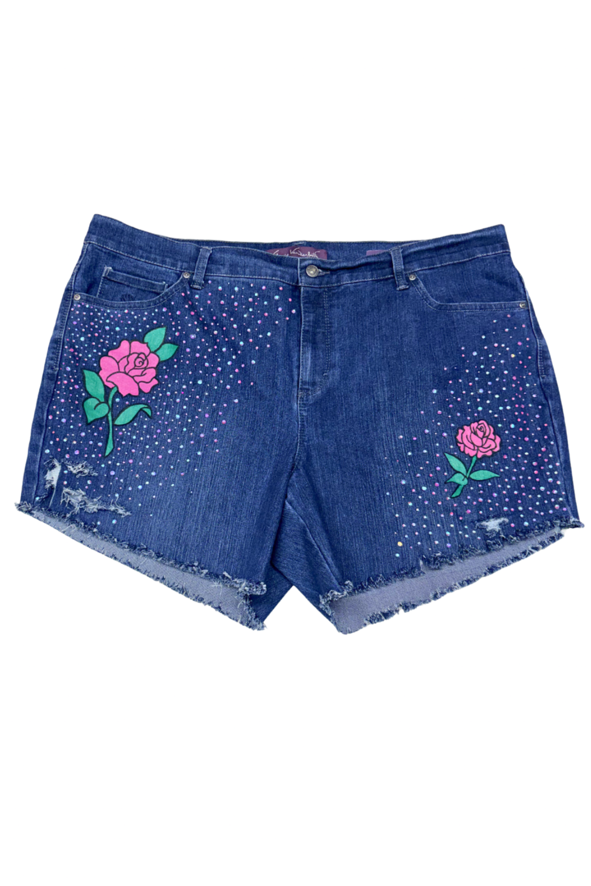 Pink Rose Cutoff Denim Shorts - Size 20W