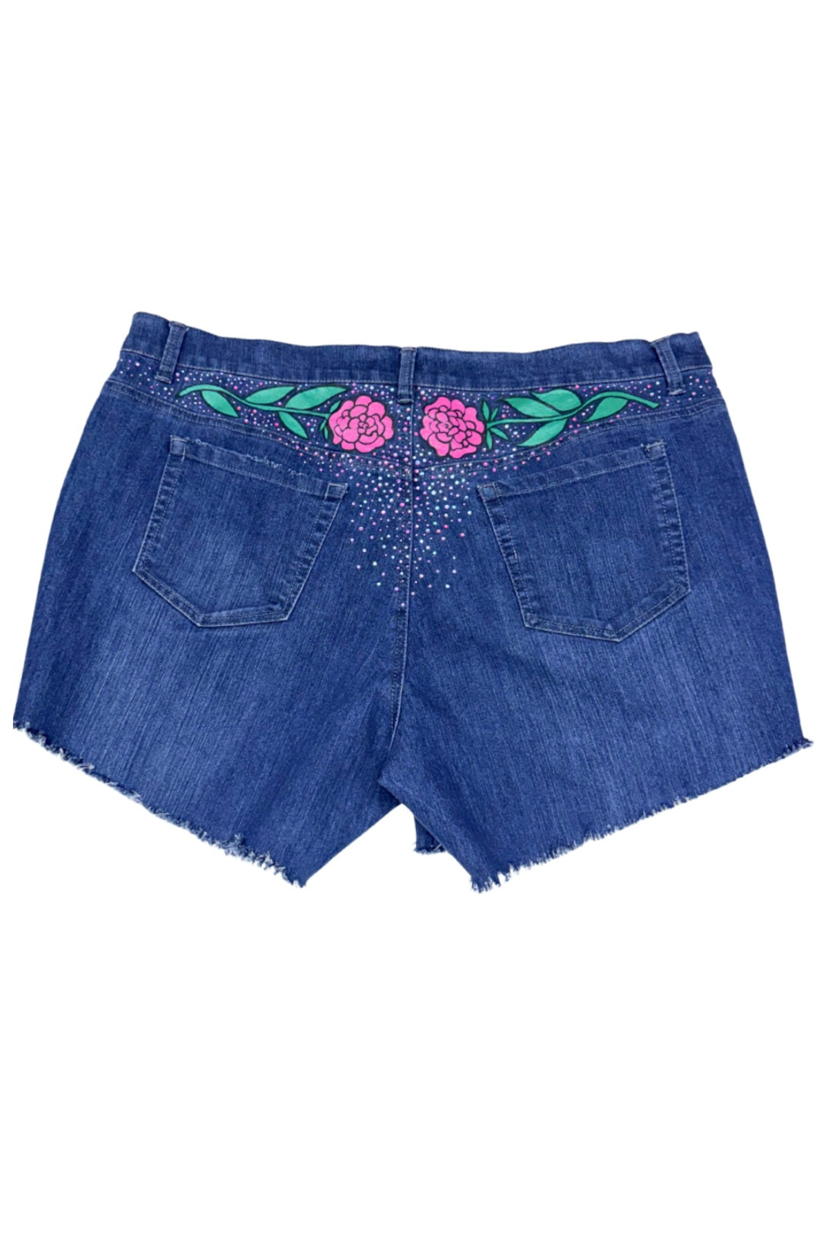 Pink Rose Cutoff Denim Shorts - Size 20W