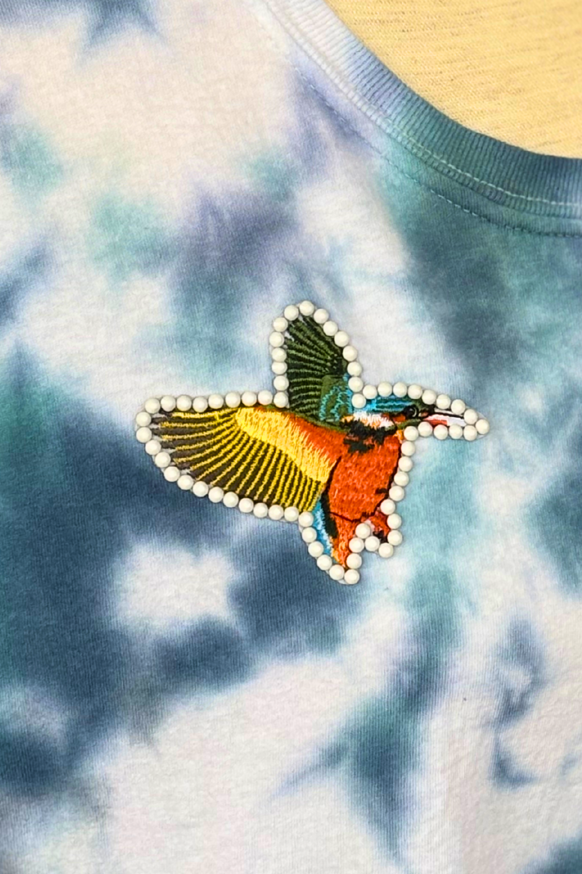 Twin Humming-  Birds Dyed Crop Tee - Size XL