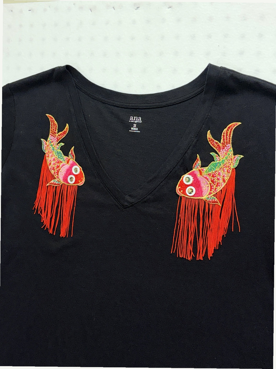 Mirrored Koi Fish V-Neck Tee- Size 3XL (Deadstock original tag attached)