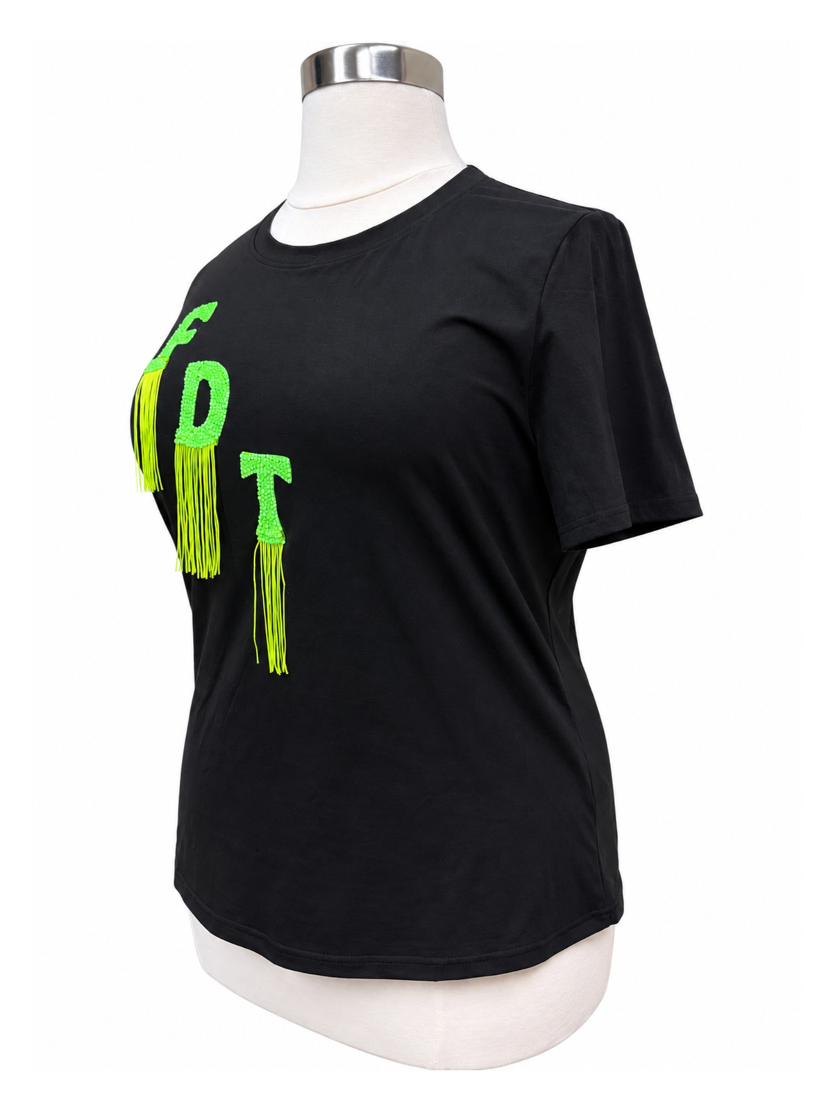 Slimy FDT Fringed Appliqué Tee - Size 4XL
