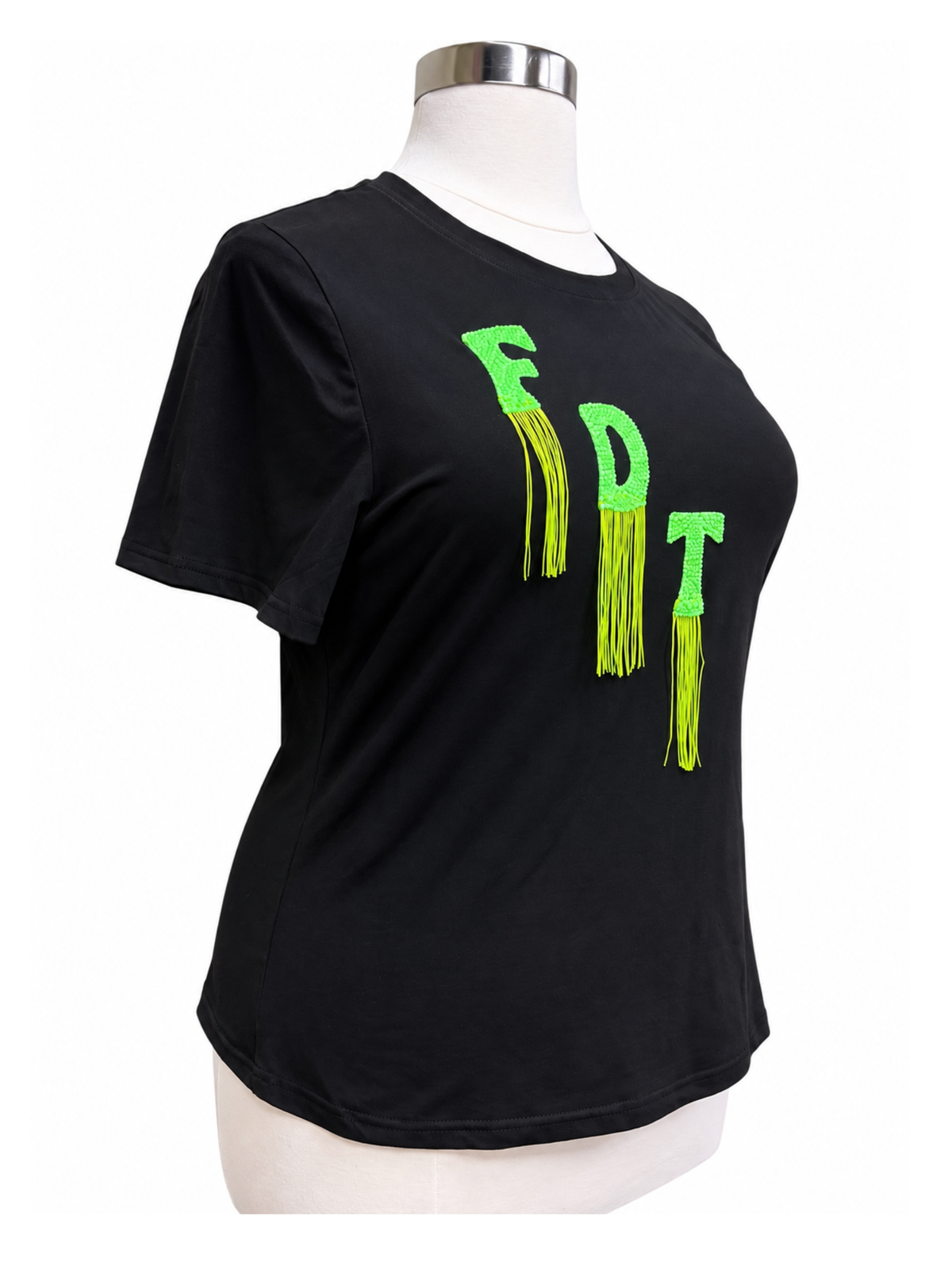 Slimy FDT Fringed Appliqué Tee - Size 4XL