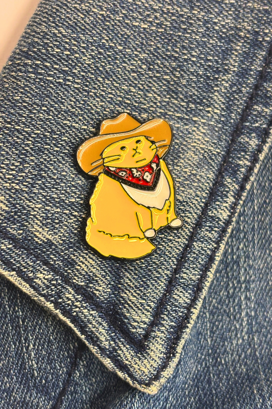 Chubby Cowboy Cat Lapel Pin