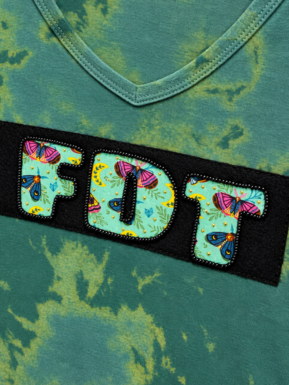 Moths Appliqué FDT V-Neck Tee - Size 3X