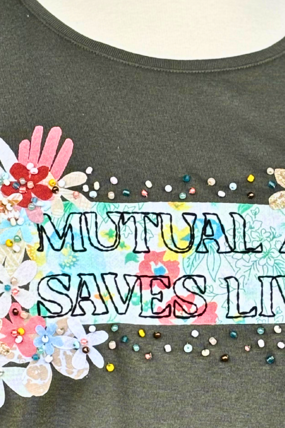 Mutual Aid Saves Lives Embroidered Tee - Size 3XL