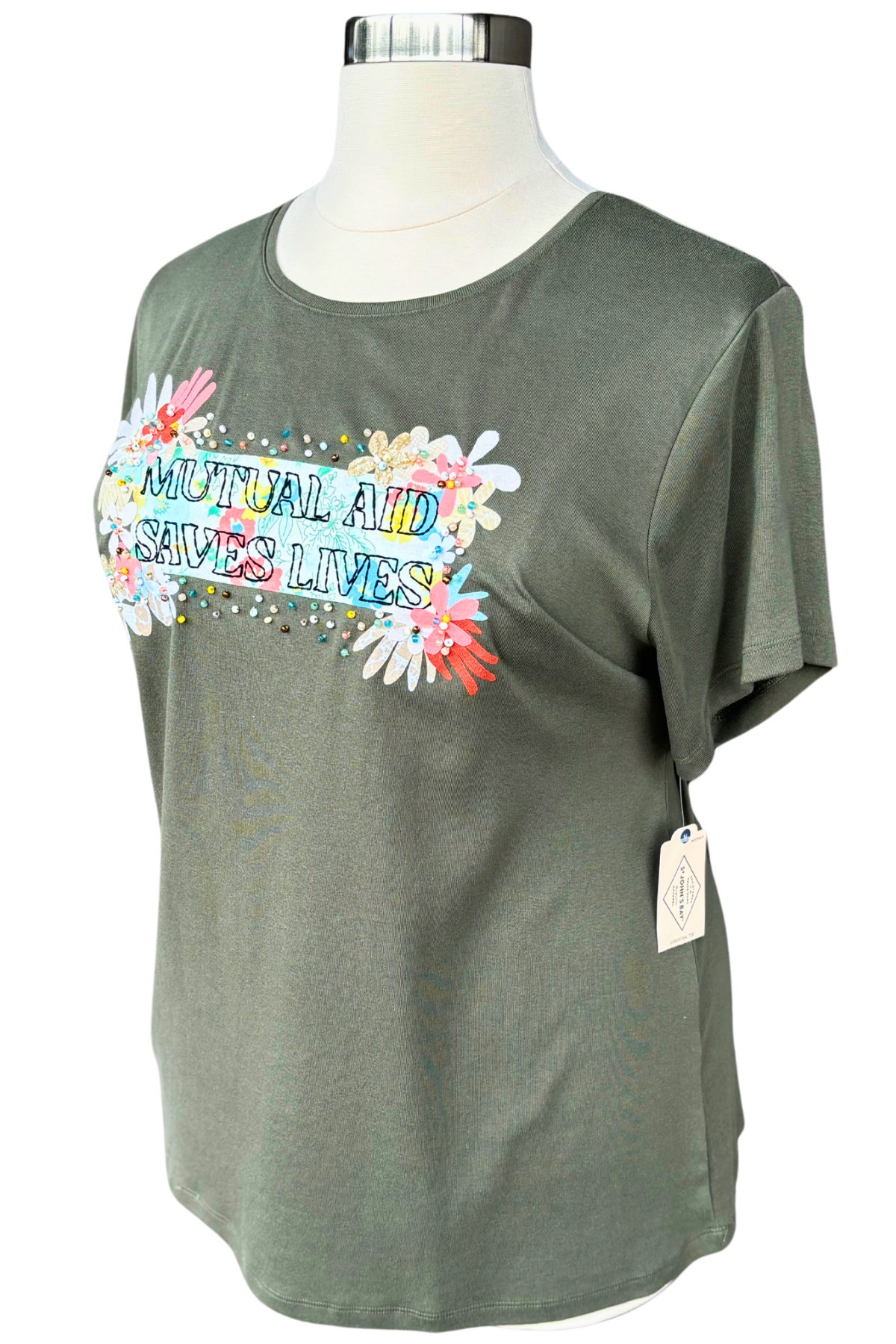 Mutual Aid Saves Lives Embroidered Tee - Size 3XL