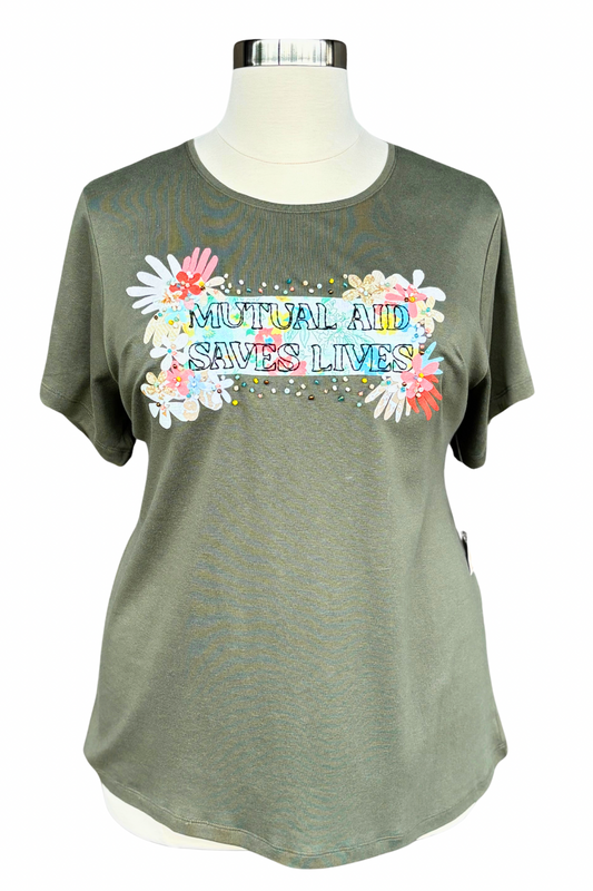 Mutual Aid Saves Lives Embroidered Tee - Size 3X